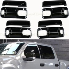 2015-2019 2020 Ford F150 Crew 4 Door Handle COVERS No SmartKey+Bowls GLOSS BLACK