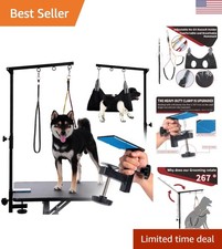 Grooming Table Arm Kit with Heavy-Duty Clamp  Hammock - 31.5 Inch Adjustable