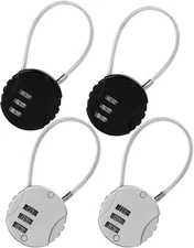 4pcs Candado Combinacion 3 Digitos Mini Cable Gimnasio Exterior Impermeable