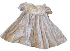 Vintage 1990s Peaches N Cream party dress floral girls 12 blue pink roses sweet