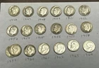 Roosevelt 90% SILVER dimes 1948 to 1964 Lot of 19 coins 10 cent piece