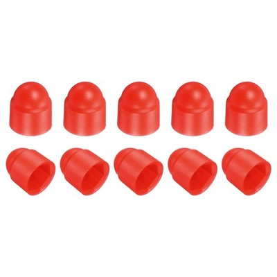 10Pcs Nut Protection Cap, M6x10x14mm Hexagonal Screw Protection Cap (Red)