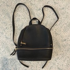 Women  s Small Black Backpack Zipper Closures Faux Leather Adjustable Strap Bag