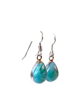 Sterling Silver Nice Blue Larimar Stone Handmade Dangle Earring