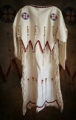 Women Native American Buckskin Leather Long Wedding Dress Pow-Wow White Dress
