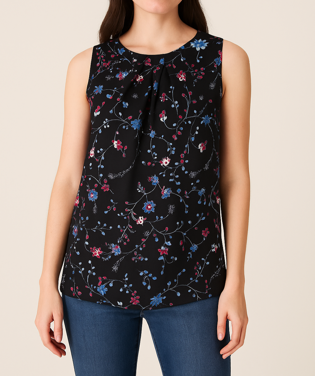 LOFT Outlet Women’s Sleeveless Floral Blouse Black Multicolor Size S