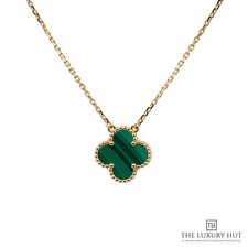 Van Cleef & Arpels Vintage Alhambra 18ct Yellow Gold & Malachite Pendant Neck...