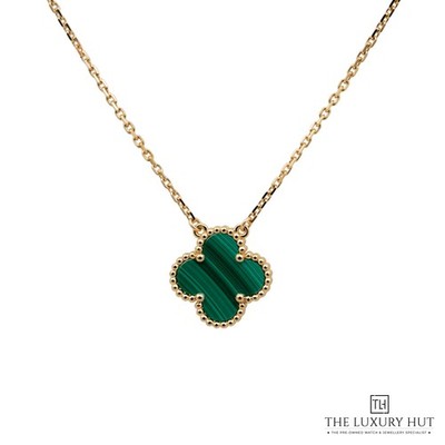 Van Cleef & Arpels Vintage Alhambra 18kt Gelbgold & Malachit Anhänger Hals...