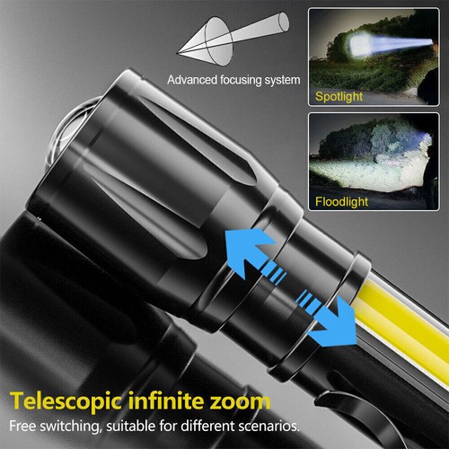 LED Flashlight Zoomable Camping Hiking Torch USB Rechargeable Mini Work Lamp - Picture 6 of 11