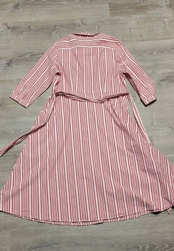 H&M Red and White Striped Midi Shirt Dress Size 14 - Picture 9 of 14