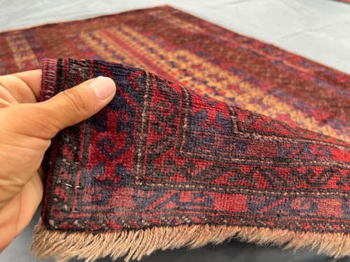 Afghan Baluchi Prayer Rug – Vintage Handmade Wool Tribal Carpet, Bohemein decor - Picture 10 of 11