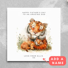 Personalised Father's Day Card From Son Daughter Name Cute Tiger Cub Animals