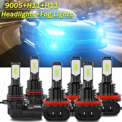 Luces LED 9005+H11+H11 Luz Alta Baja+Niebla Para for Honda Civic 2016-2021 8000K