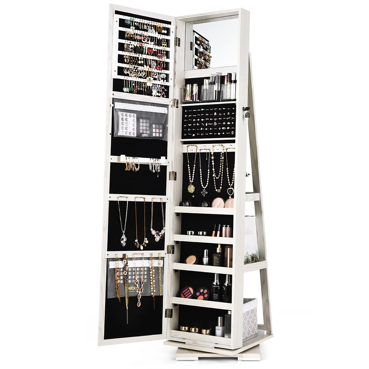 Rotating jewelry armoire online with mirror