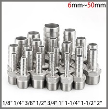 Stainless Steel Male Thread Fitting Straight Barb Hose Tail Connector 6mm 50mm