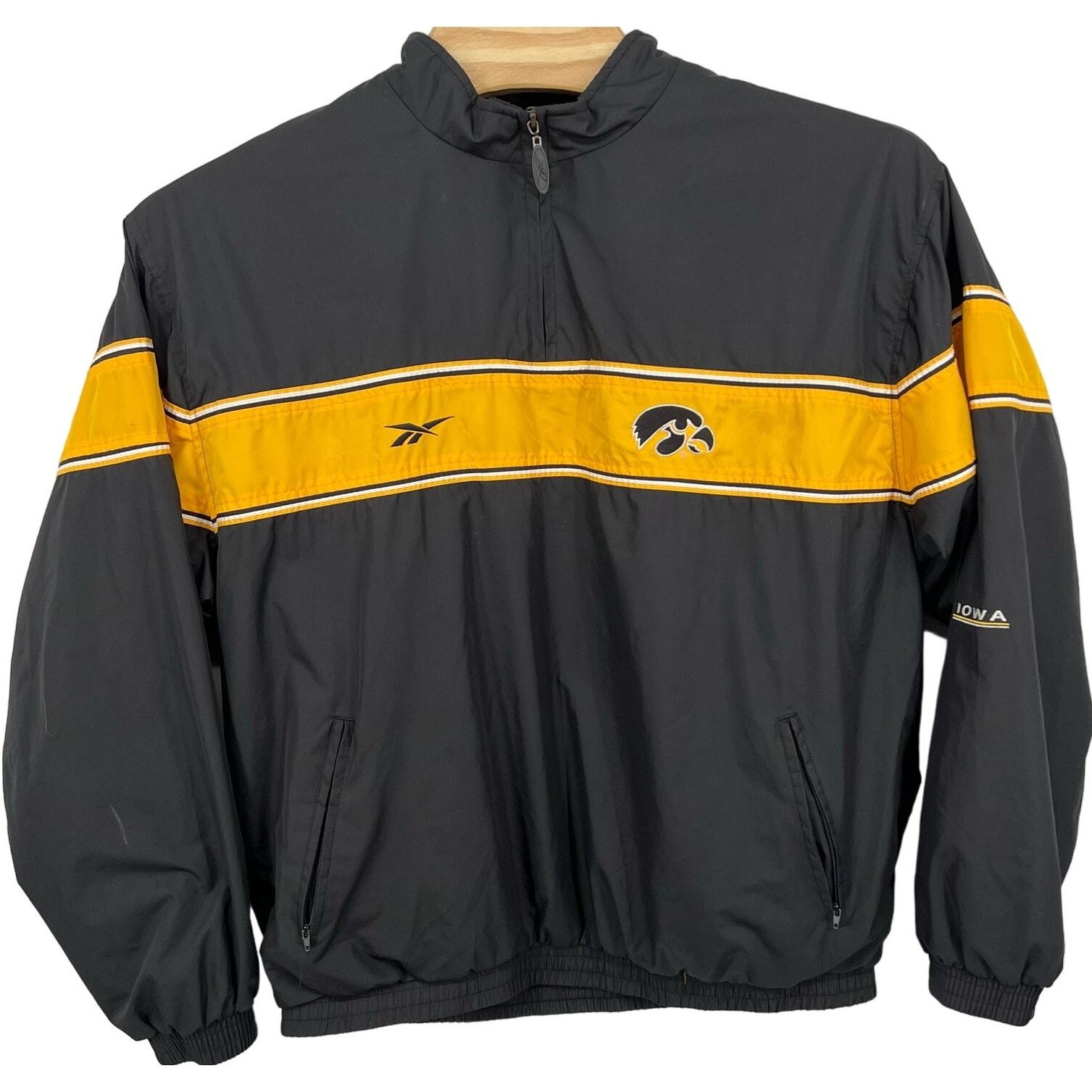 Vintage 90s men's Reebok Iowa Hawkeyes Full Zip Windbreaker Jacket