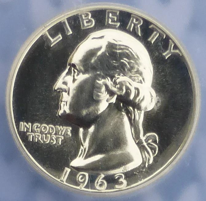 1963 ICG PR 68 Washington Silver Quarter, Gem Proof 68 Silver 25-Cent Coin - Image 3 of 4