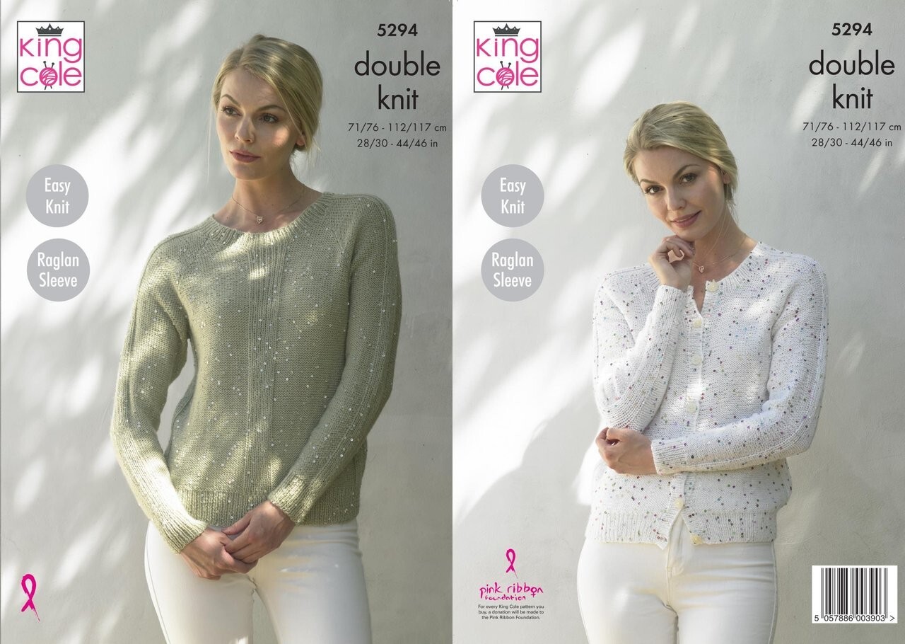 King Cole DK Knitting Pattern - 5294 Ladies' Cardigan & Sweater