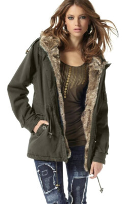 NEU WATTIERT DESIGNER PARKA mit WEBPELZ GEFÜTTERT 44 46 LAURA SCOTT 174  *883695