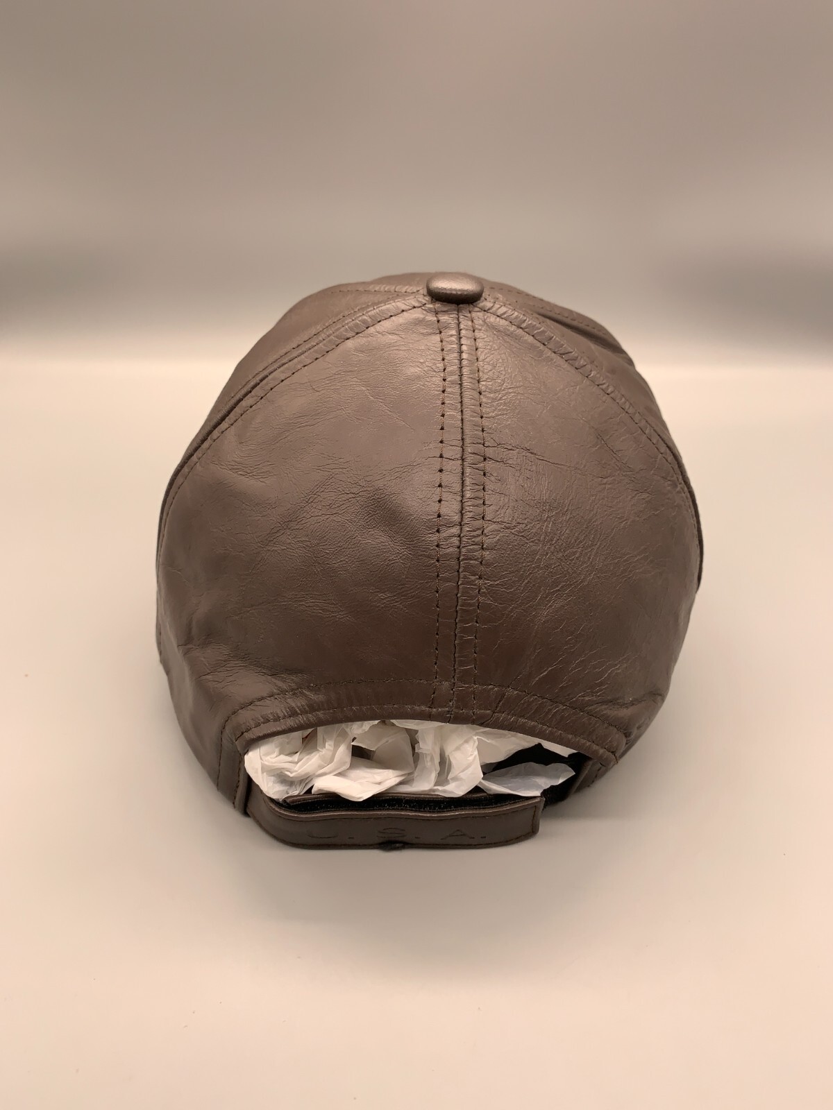 Leather Hat Cap Adjustable Strap Back Brown Baseb… - image 4