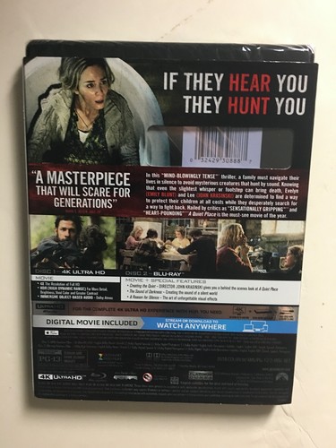 A Quiet Place (4K UHD Blu-ray/Blu-ray, Digital HD, 2018) NEW w/slipcover - Picture 2 of 2