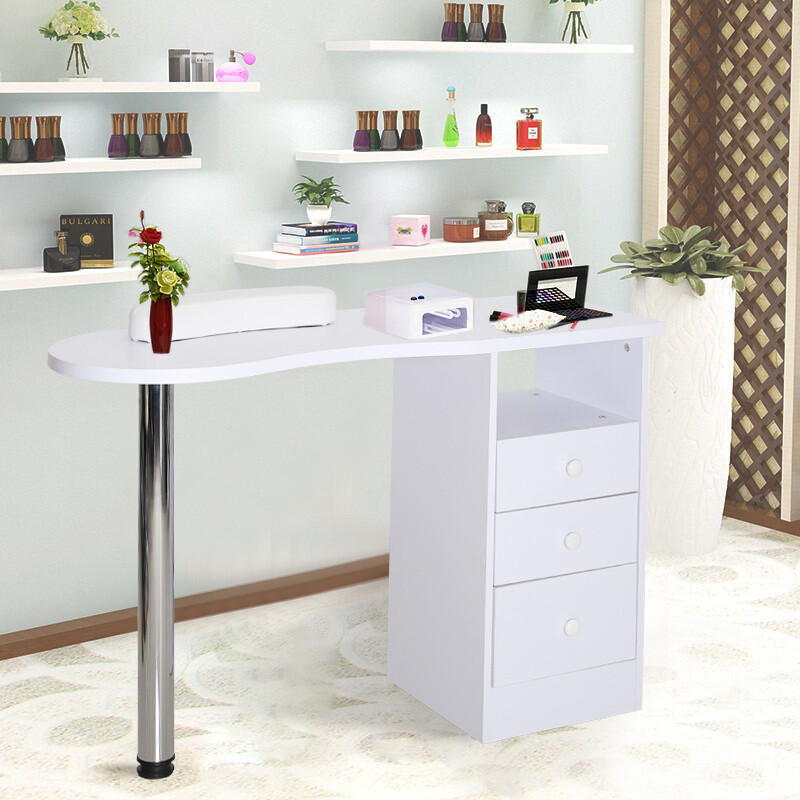 White Manicure Nail Table Bar Art Salon Beauty Station Technician