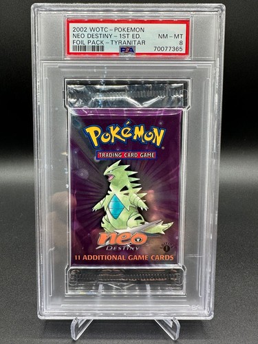Pokemon 2002 Neo Destiny 1st Edition Booster Pack Tyranitar PSA 8 POP 3
