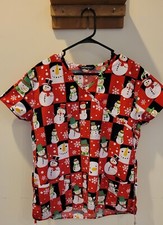 Cassandra O Snowman Pattern Scrub Top