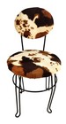 Western Rustic Cow Print Upholstered Children Chair With Black Metal Frame