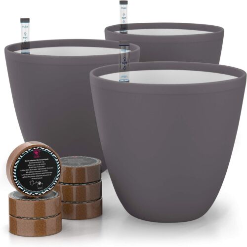 Self Watering Pots for Plants 3 Pack Flower Planters with Water Level Indicator - Picture 22 of 61