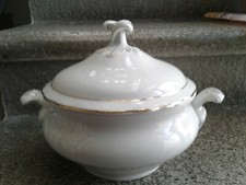 Zuppiera TIRSHENREUTH BAVARIA porcellana bianca decoro oro VINTAGE