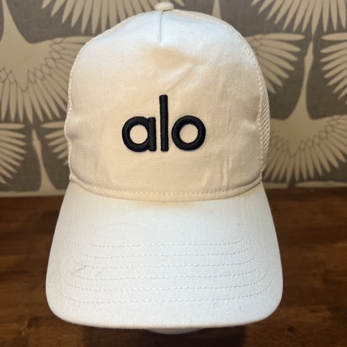 ALO Yoga Trucker Hat Mesh White Adult OSFM Snapback Cap Embroidered