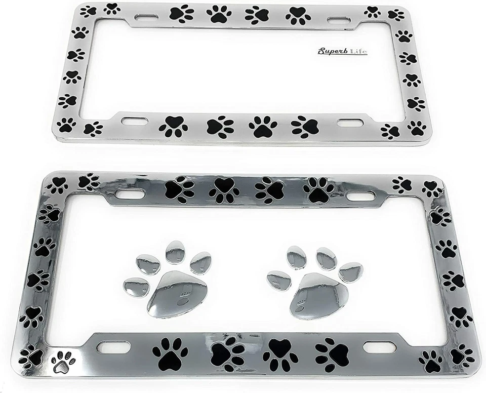 Животное черный лапы печати дизайн номерного знака комплект с 2шт 3D хром собаки стикер - Изображение 2 из 4