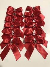 Lot of 12 3" Handmade Red Bows w/ Embellishment for Crafts/Tree/Decorations, New