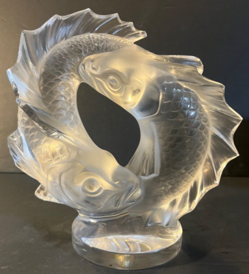 Lalique Large Frosted Double Fish Sculpture Repaired 1 Of My 400 Lalique Listing