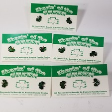 Lot of 5 Sets of St Patricks Day Earrings Clovers Green Pairs Vtg Five