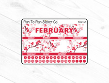1002-3A February 7X9 Monthly View Planner Stickers.