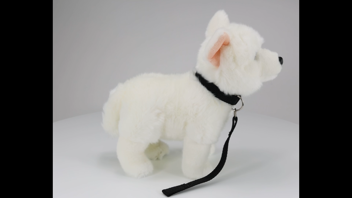 Carl Dick White German Shepherd with leash standing, Stuffed