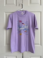Vtg 80’s Kentucky Tshirt Purple Graphic Print Single Stitch USA Made Size L
