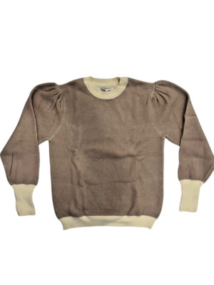 Coco Blanc Oatmeal honeycomb puff sweater Size 14 NWT