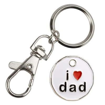 HARTS i ❤ dad (love) Trolley Token Coin Key rings x 1 unit New 12 sided design
