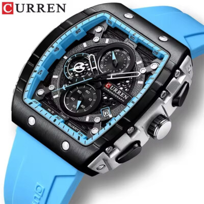 CURREN 8442 Sports Unique Rectangular Watches Large Dial