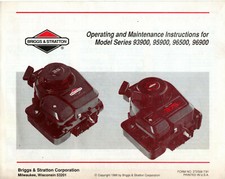Briggs & Stratton Operating & Maintenance Instructions 93900 95900 96500 96900