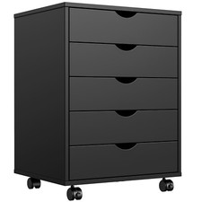 File Cabinet 5-Drawers Mobile Under Desk Storage Organizer w/Wheels Wooden Chest