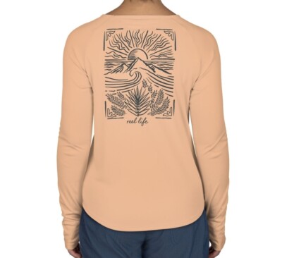 Reel Life Women's Long Sleeve Jax Beach UV Protective Shirt XL Peach  Parfait