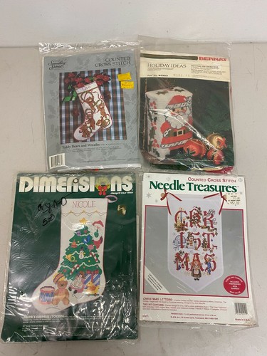 Weihnachten Kreuzstich Sets Nadelspitze Buchstaben Strümpfe Türstopper Posten - Bild 1 von 2