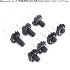 6x6mm Series Small Momentary Tactile Push Button Switch DIP 2 Pin PCB 10-100Pcs