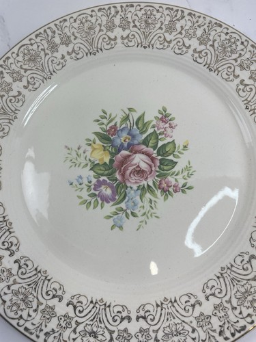American Limoges Triumph ROSALIE 10" Dinner Plate 22kt Gold Trim Vintage - Picture 3 of 6