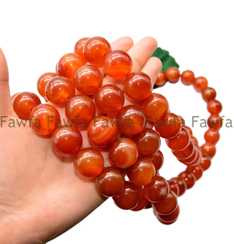 Enorme collar de curación budista Mala 108 cuentas de oración de ágata a rayas rojas de 20 mm Foto 4 de 4