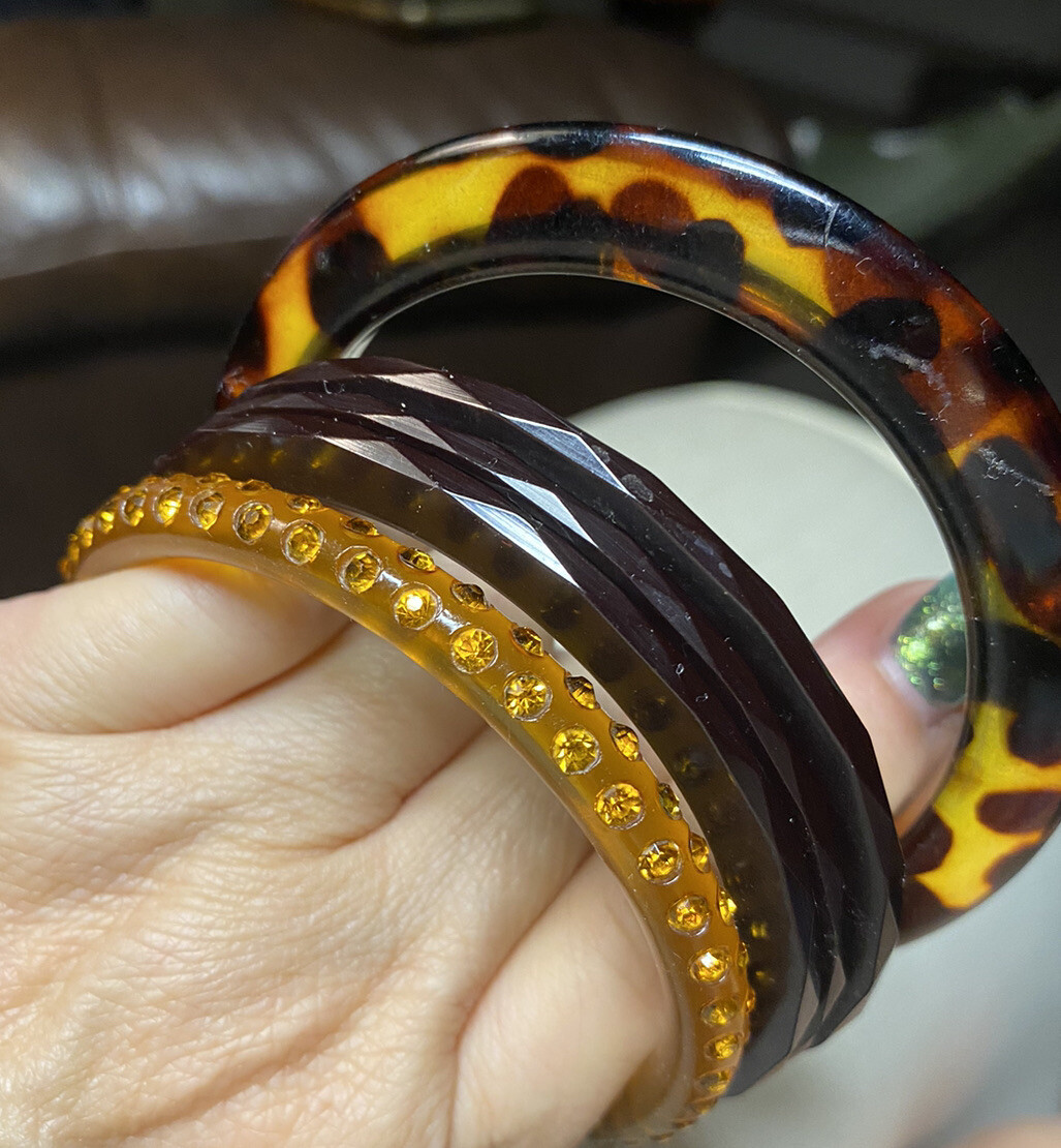 5 Authentic Vintage Bakelite Bangle-Tortoiseshell… - image 2